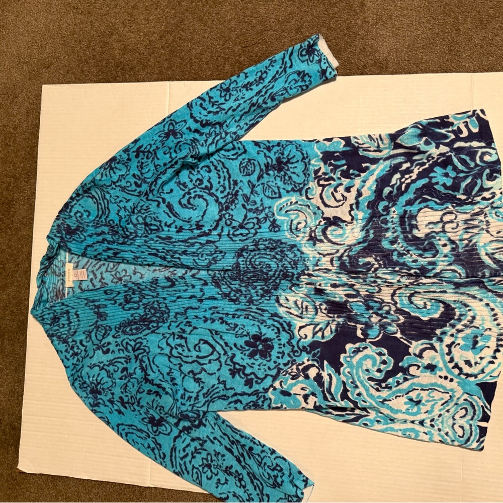 Blue Patterned Open Chios Lightweight Cardigan Ch… - image 3